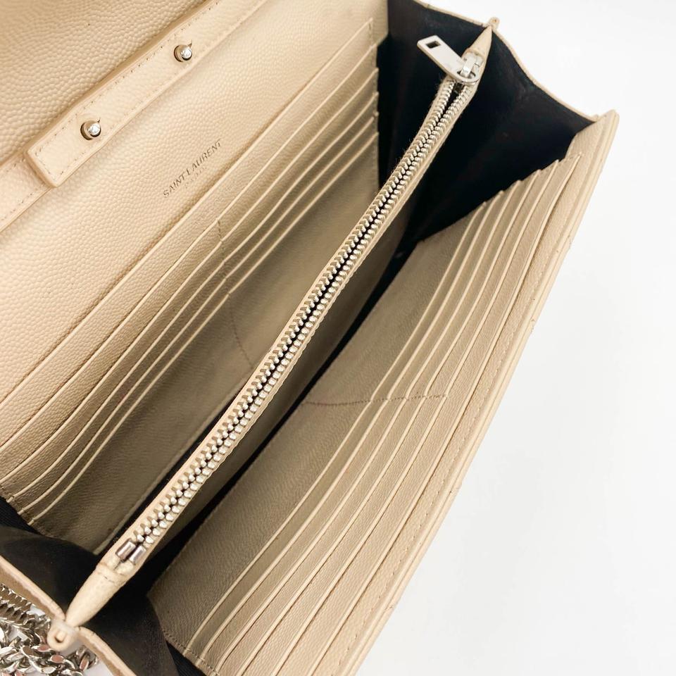 Saint Laurent Chain Wallet Medium Woc Monogram Beige Leather Cross Body Bag