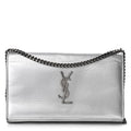 Saint Laurent Chain Wallet Metallic Calfskin Monogram Argento Silver Leather Shoulder Bag