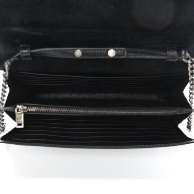 Saint Laurent Chain Wallet Metallic Calfskin Monogram Argento Silver Leather Shoulder Bag