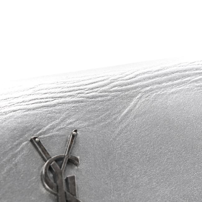 Saint Laurent Chain Wallet Metallic Calfskin Monogram Argento Silver Leather Shoulder Bag
