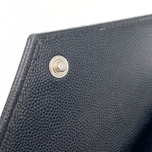 Saint Laurent Chain Wallet Monogram Envelope Grain De Poudre Matelasse Chevron Woc Black Leather Shoulder Bag