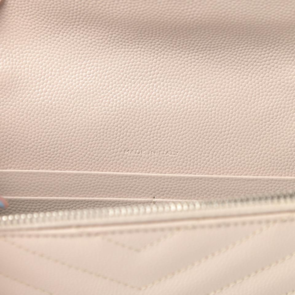 Saint Laurent Chain Wallet Monogram Envelope Grain De Poudre Matelasse Chevron Woc Nude Beige Leather Shoulder Bag