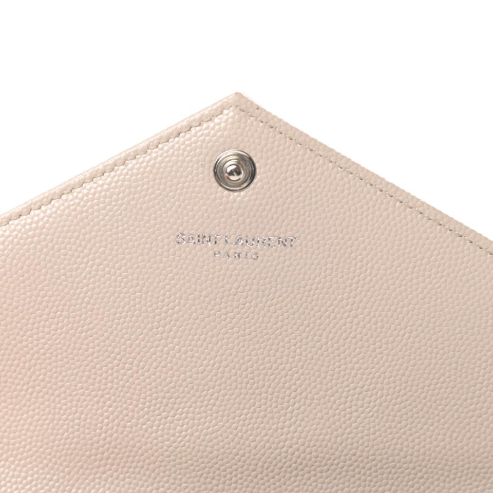 Saint Laurent Chain Wallet Monogram Envelope Grain De Poudre Matelasse Chevron Woc Nude Beige Leather Shoulder Bag