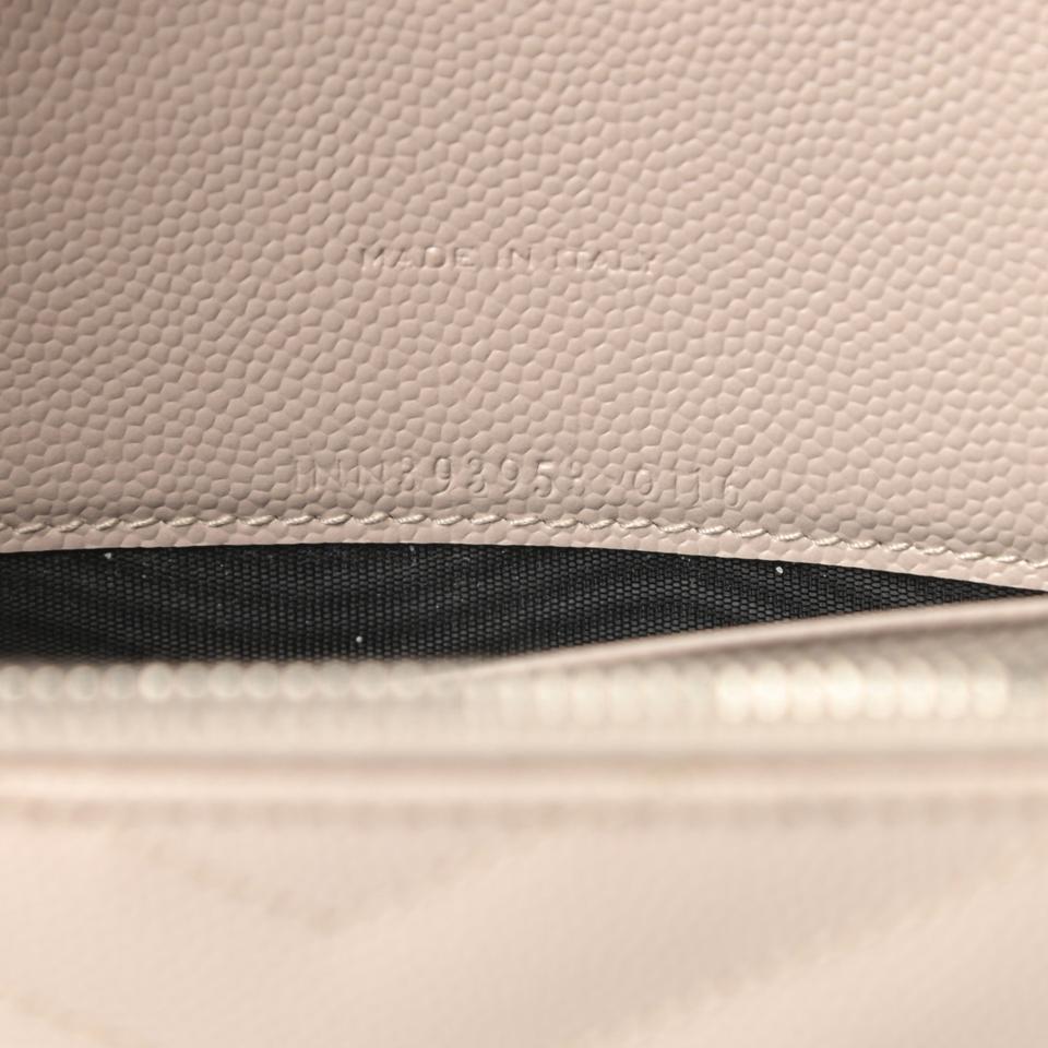 Saint Laurent Chain Wallet Monogram Envelope Grain De Poudre Matelasse Chevron Woc Nude Beige Leather Shoulder Bag