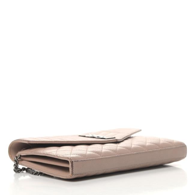 Saint Laurent Chain Wallet Monogram Envelope Tri-quilt Beige Sheepskin Leather Shoulder Bag