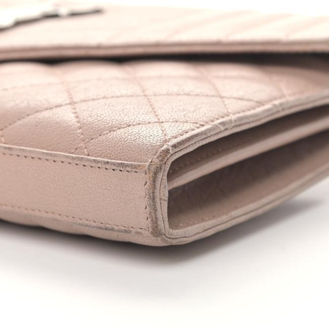 Saint Laurent Chain Wallet Monogram Envelope Tri-quilt Beige Sheepskin Leather Shoulder Bag