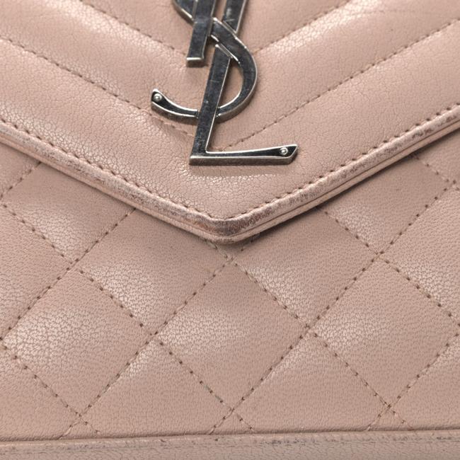 Saint Laurent Chain Wallet Monogram Envelope Tri-quilt Beige Sheepskin Leather Shoulder Bag