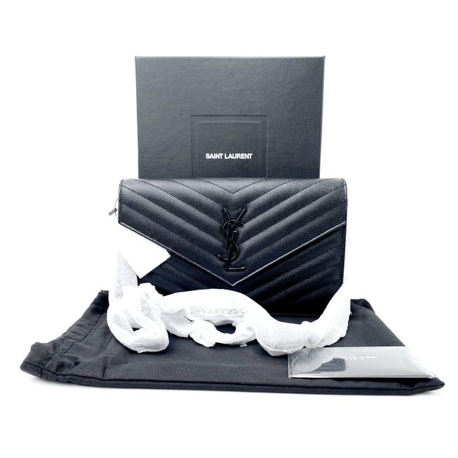 Saint Laurent Chain Wallet Monogram Medium Noir Envelope Black Leather Cross Body Bag