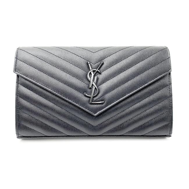 Saint Laurent Chain Wallet Monogram Medium Noir Envelope Black Leather Cross Body Bag