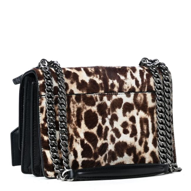 Saint Laurent Chain Wallet Sunset Leopard Print Monogram Small Natural Black Calf Hair Shoulder Bag
