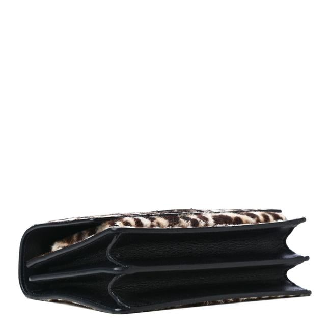 Saint Laurent Chain Wallet Sunset Leopard Print Monogram Small Natural Black Calf Hair Shoulder Bag
