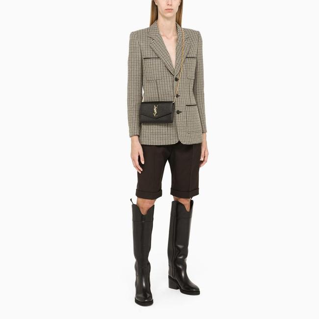 Saint Laurent Chain Wallet Ysl Uptown Woc In Grain De Poudre Embossed Black Leather Shoulder Bag