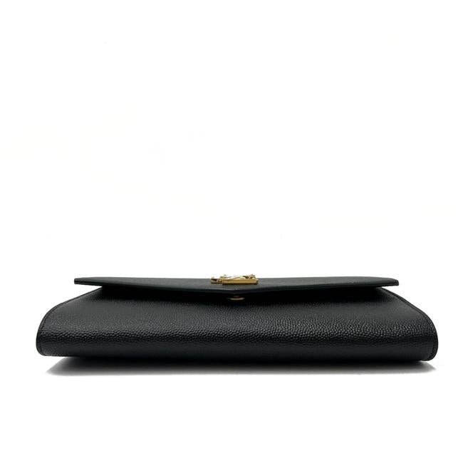 Saint Laurent Chain Wallet Ysl Uptown Woc In Grain De Poudre Embossed Black Leather Shoulder Bag