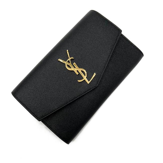Saint Laurent Chain Wallet Ysl Uptown Woc In Grain De Poudre Embossed Black Leather Shoulder Bag