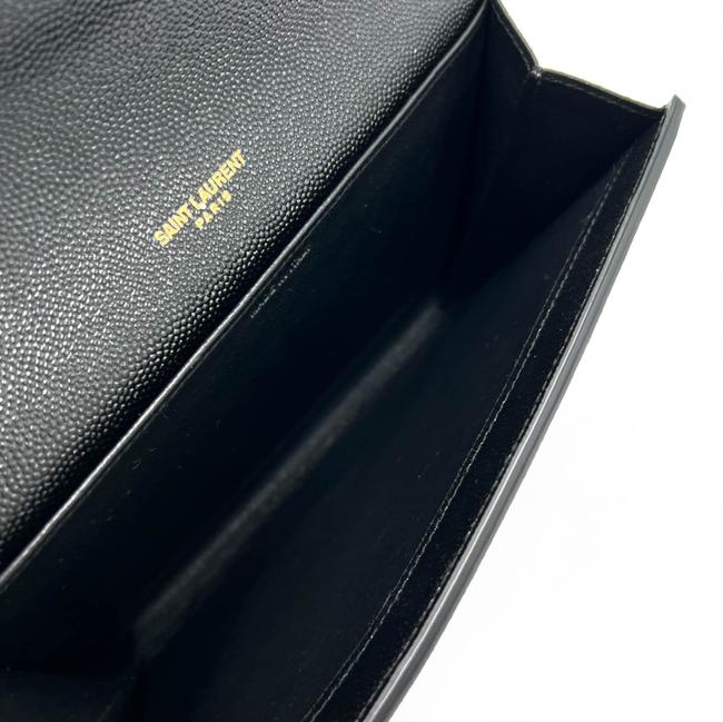 Saint Laurent Chain Wallet Ysl Uptown Woc In Grain De Poudre Embossed Black Leather Shoulder Bag