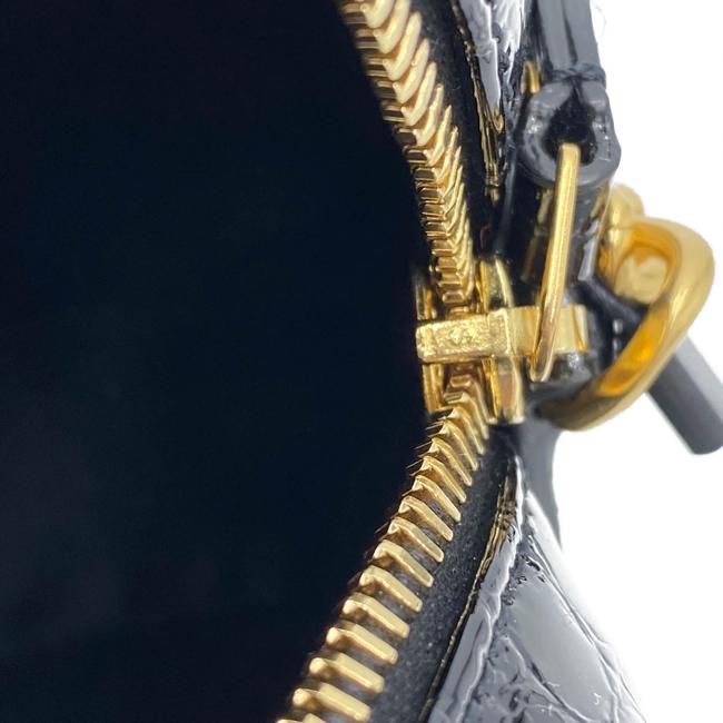 Saint Laurent Classic Camera Vinyle Ysl Monogram Round Croc-embossed Black Patent Leather Cross Body Bag