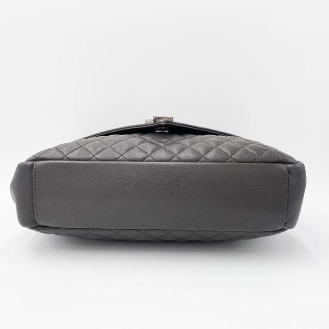 Saint Laurent Envelope Calfskin Mixed Matelasse Triquilt Large Monogram Gray Leather Satchel