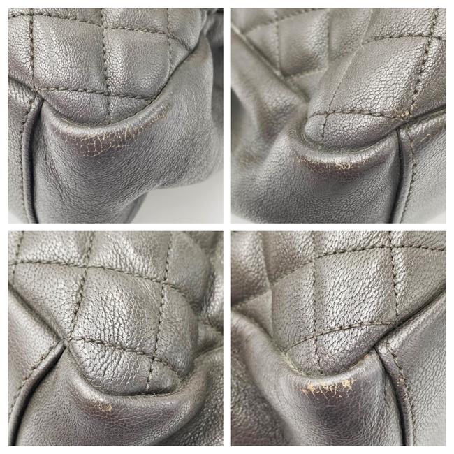 Saint Laurent Envelope Calfskin Mixed Matelasse Triquilt Large Monogram Gray Leather Satchel