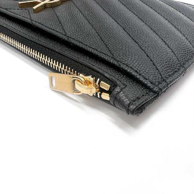 Saint Laurent Clutch Monogram Quilted Textured-leather Black Leather Wristlet