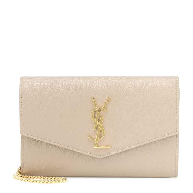 Saint Laurent Clutch Uptown Envelope Beige Leather Cross Body Bag