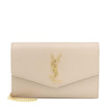 Saint Laurent Clutch Uptown Envelope Beige Leather Cross Body Bag