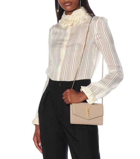 Saint Laurent Clutch Uptown Envelope Beige Leather Cross Body Bag