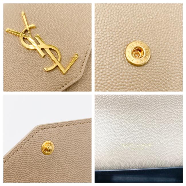 Saint Laurent Clutch Uptown Envelope Beige Leather Cross Body Bag