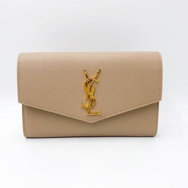 Saint Laurent Clutch Uptown Envelope Beige Leather Cross Body Bag
