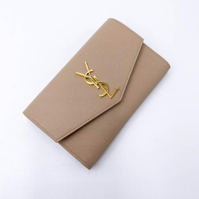Saint Laurent Clutch Uptown Envelope Beige Leather Cross Body Bag