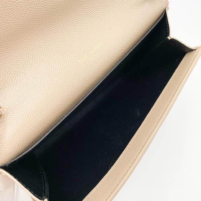 Saint Laurent Clutch Uptown Envelope Beige Leather Cross Body Bag
