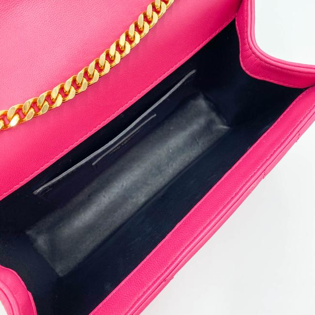 Saint Laurent College Lambskin Matelasse Chevron Small Monogram Satchel Pink Leather Shoulder Bag