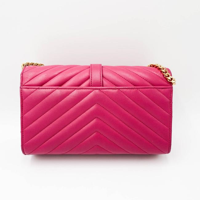 Saint Laurent College Lambskin Matelasse Chevron Small Monogram Satchel Pink Leather Shoulder Bag