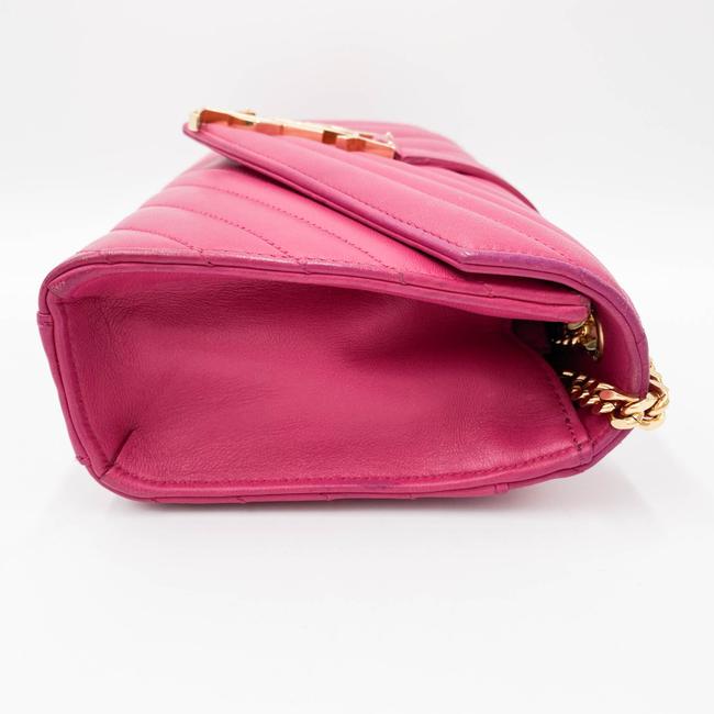 Saint Laurent College Lambskin Matelasse Chevron Small Monogram Satchel Pink Leather Shoulder Bag