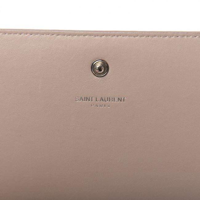 Saint Laurent Crocodile Embossed Monogram Woc Rose Antic Pink Leather Shoulder Bag