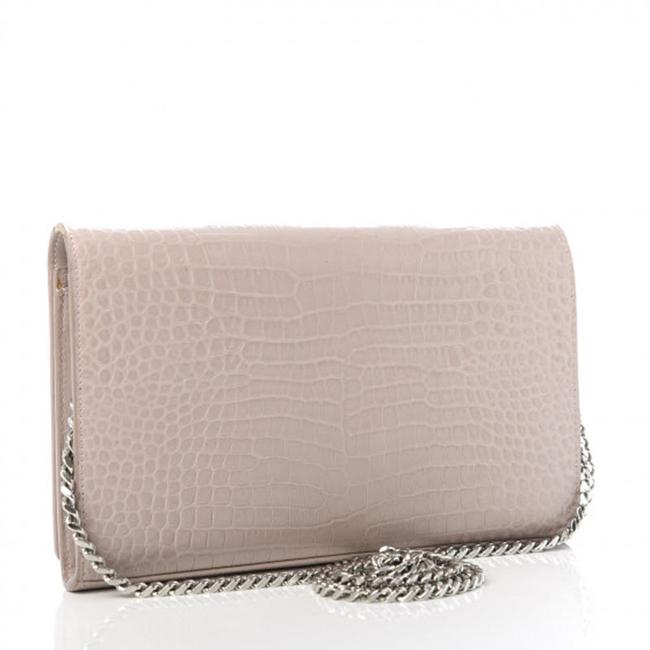 Saint Laurent Crocodile Embossed Monogram Woc Rose Antic Pink Leather Shoulder Bag
