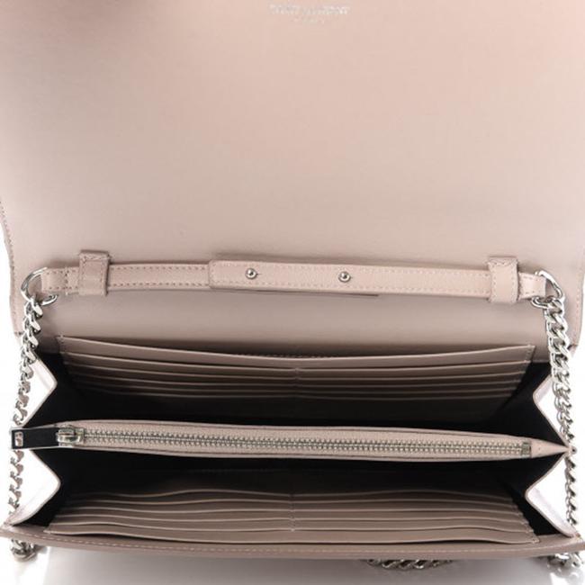 Saint Laurent Crocodile Embossed Monogram Woc Rose Antic Pink Leather Shoulder Bag