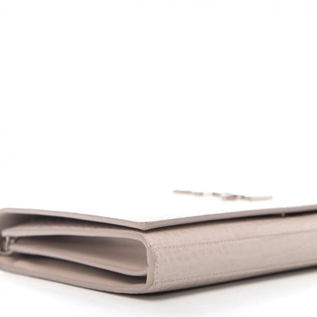 Saint Laurent Crocodile Embossed Monogram Woc Rose Antic Pink Leather Shoulder Bag