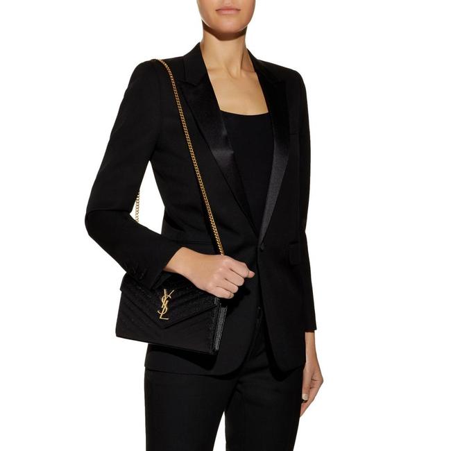 Saint Laurent Envelope Chain Wallet Monogram Matelasse Medium Black Leather Cross Body Bag