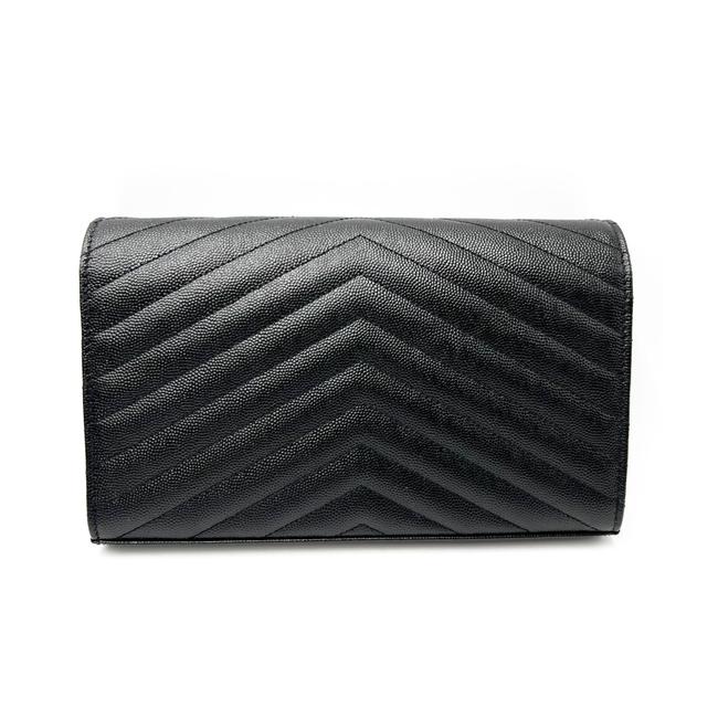 Saint Laurent Envelope Chain Wallet Monogram Matelasse Medium Black Leather Cross Body Bag