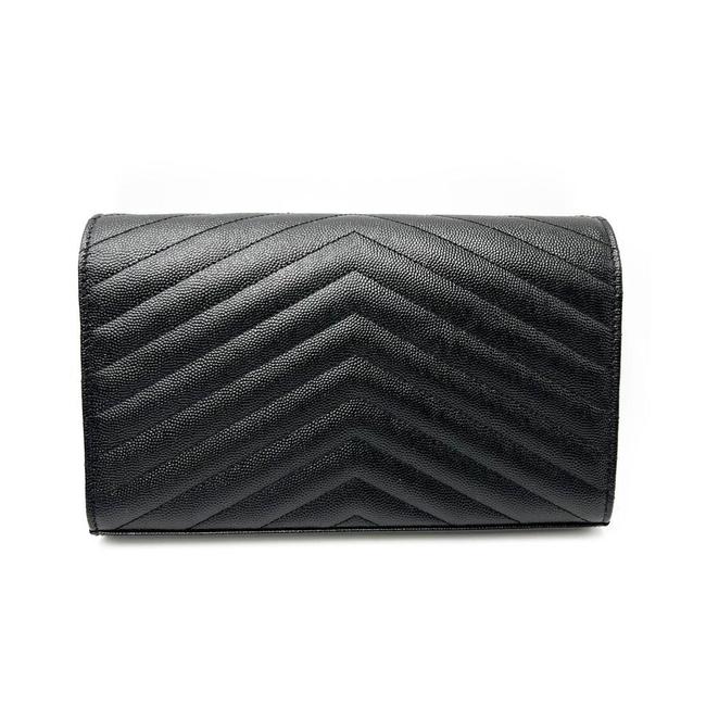 Saint Laurent Envelope Chain Wallet Monogram Matelasse Medium Black Leather Cross Body Bag