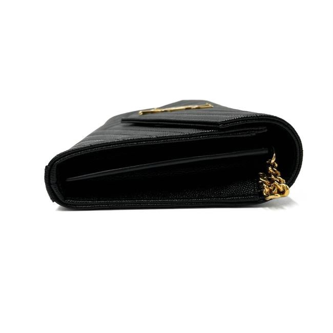 Saint Laurent Envelope Chain Wallet Monogram Matelasse Medium Black Leather Cross Body Bag