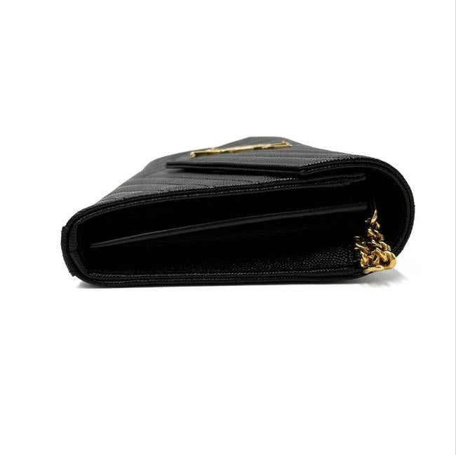 Saint Laurent Envelope Chain Wallet Monogram Matelasse Medium Black Leather Cross Body Bag