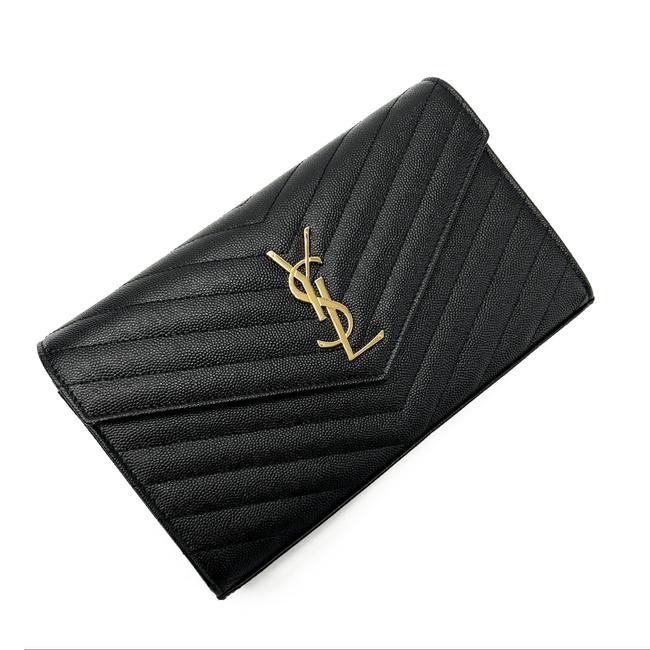 Saint Laurent Envelope Chain Wallet Monogram Matelasse Medium Black Leather Cross Body Bag
