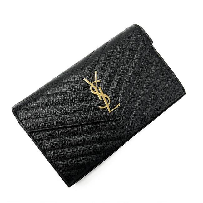 Saint Laurent Envelope Chain Wallet Monogram Matelasse Medium Black Leather Cross Body Bag