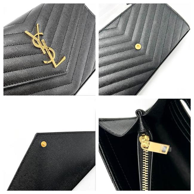 Saint Laurent Envelope Chain Wallet Monogram Matelasse Medium Black Leather Cross Body Bag