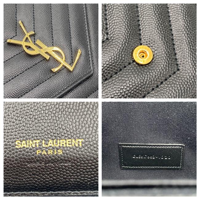 Saint Laurent Envelope Clutch Monogram Black Leather Wristlet