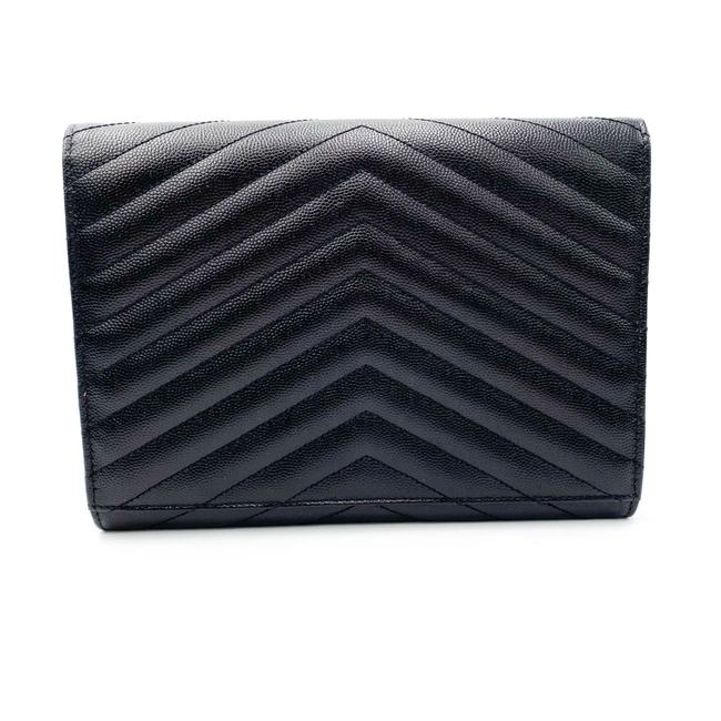 Saint Laurent Envelope Clutch Monogram Black Leather Wristlet