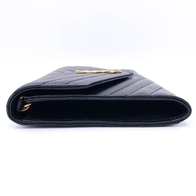 Saint Laurent Envelope Clutch Monogram Black Leather Wristlet