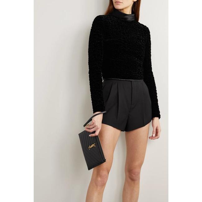 Saint Laurent Envelope Clutch Ysl Monogram Quilted Wallet Black Leather Wristlet