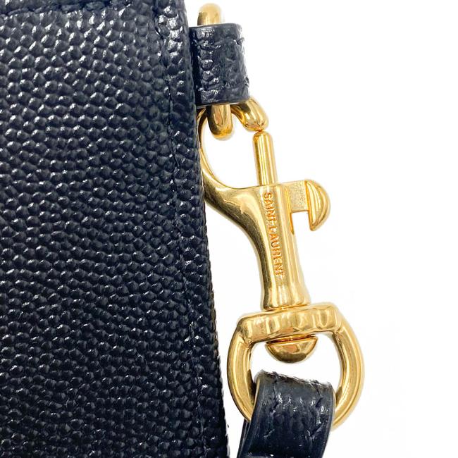Saint Laurent Envelope Clutch Ysl Monogram Quilted Wallet Black Leather Wristlet